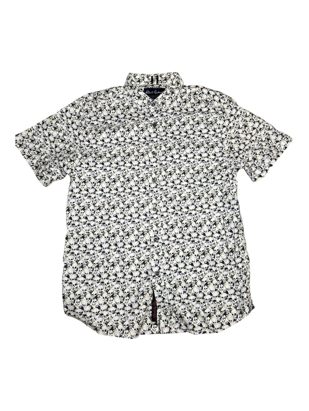 Robert Graham Atami Skull Short Sleeve Button Up Shirt Large Tailored Fit
